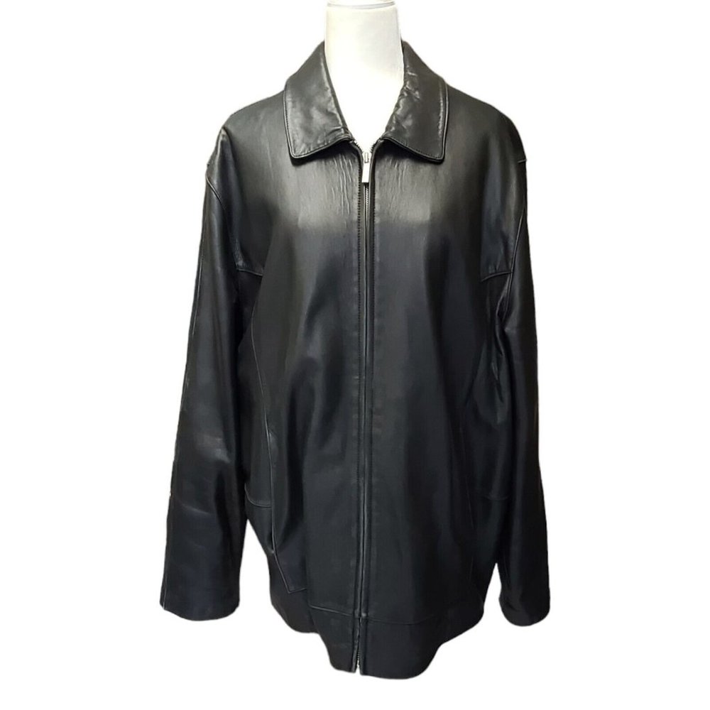 Wilsons Leather Pelle Studio‎ Jacket Black Thinsulate Lining Full Zip Men's XLT